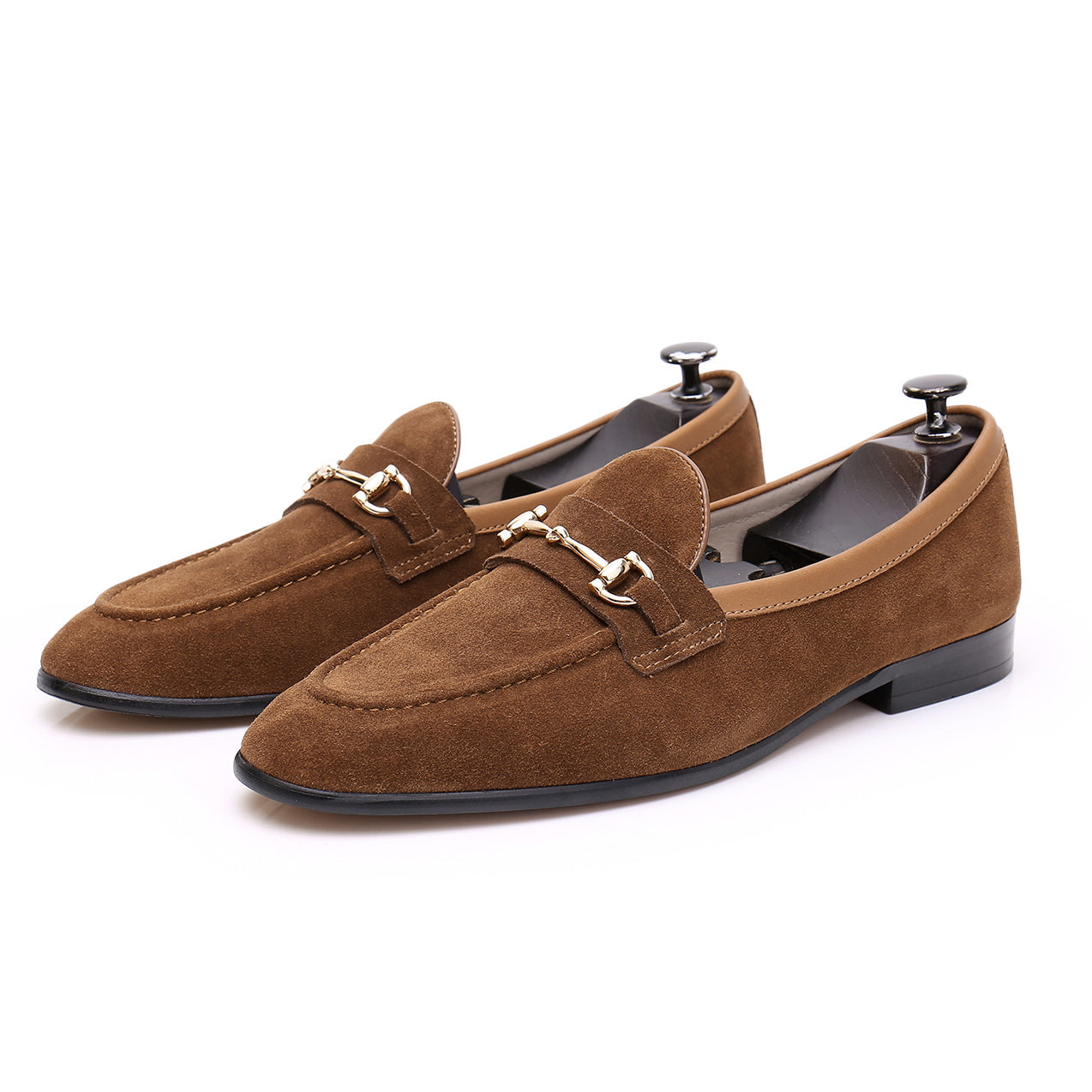 Fashion Double Buckle Classic Suede Business Loafers Slip-On Shoes