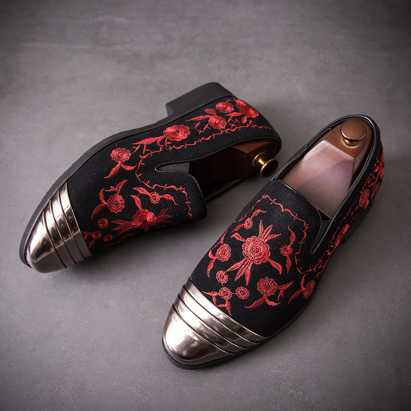 Embroidered pointed toe shoe cover foot breathable loafers casual loafers