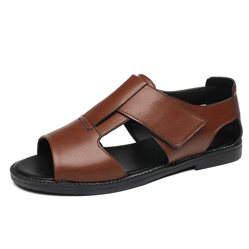 Roman sandals open toe trend breathable leather casual beach shoes