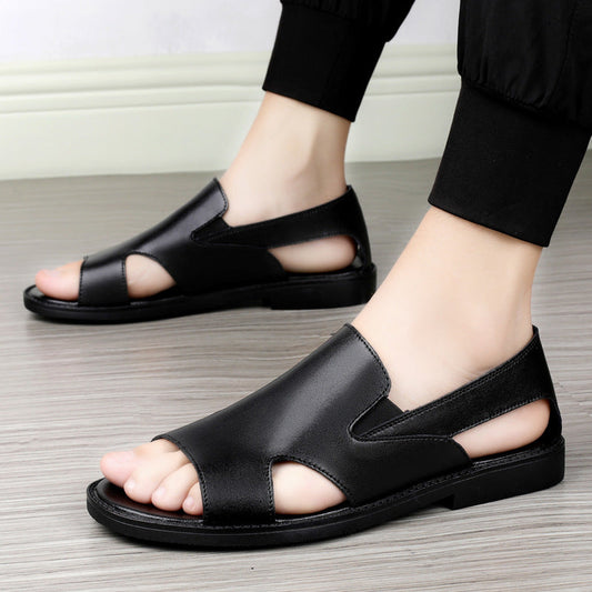 Spring Roman Sandals Hole Black Soft Sole Sandals