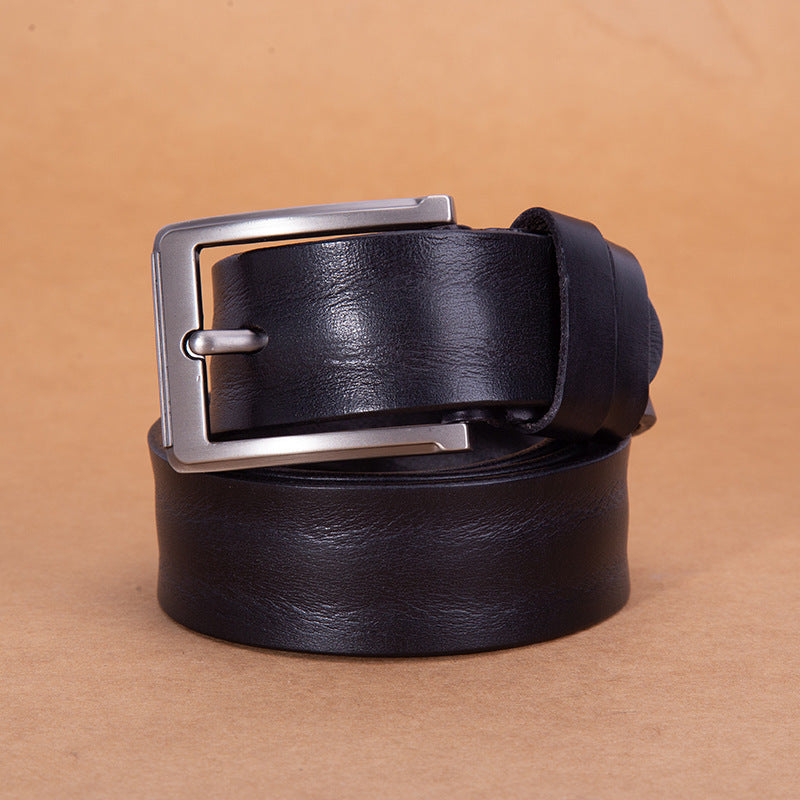 Men's belt top layer cowhide trousers belt alloy pin buckle business retro gift