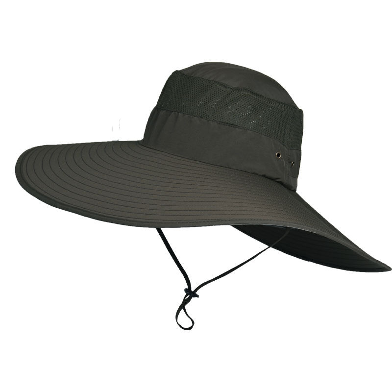 Large brim fisherman hat outdoor waterproof sunscreen hiking hat 9020