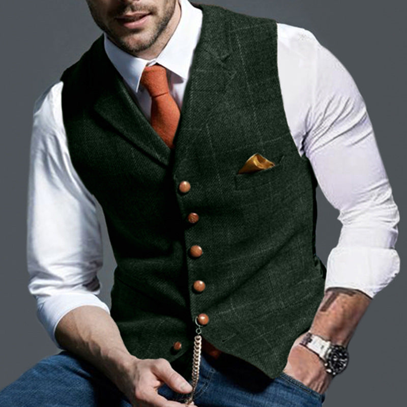 2021 Fall Men's Vest Vest Casual Check Slim Jacket（7colors）