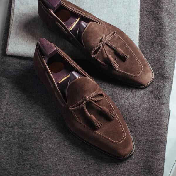 Italian men hand-made brown classic loafers