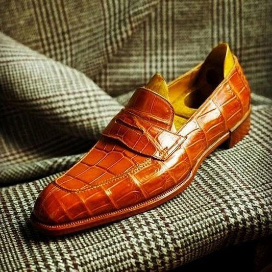 A Leather Loafers Slip-On Dress Shoes