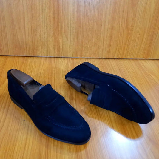 Suede penny loafers