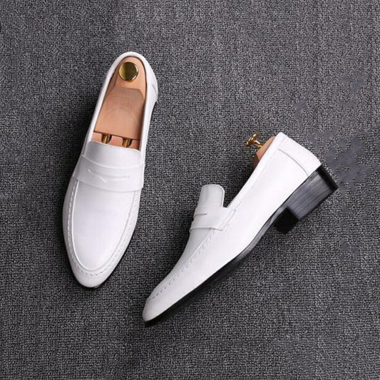 Handmade men's dress pointed toe non-slip loafers casual shoes