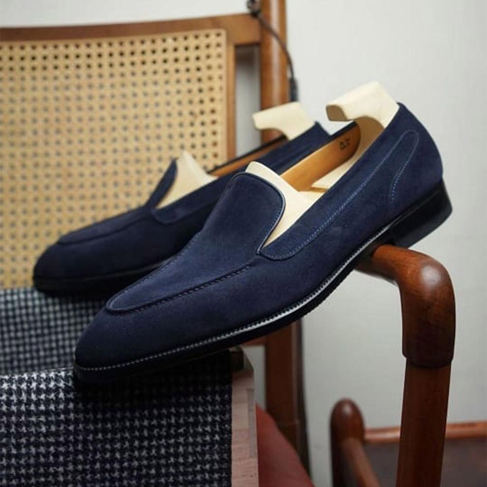 Blue and black men's simple loafers