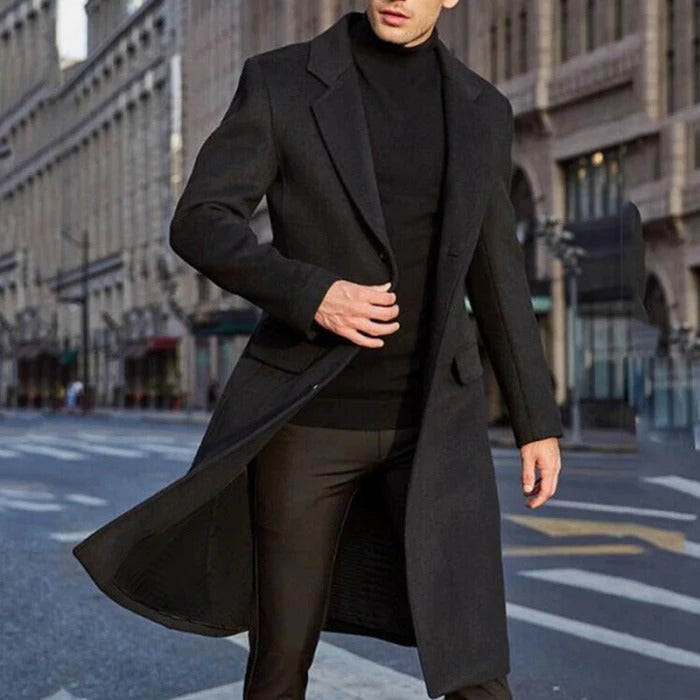 Spring autumn Winter Men Coats Woolen Solid Long Sleeve Jackets Fleece Men Overcoats Streetwear Fashion Long Trench Outerwear