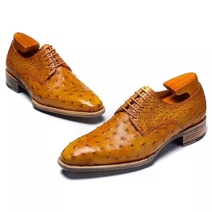 Formal Ostrich Derby Shoes for Men