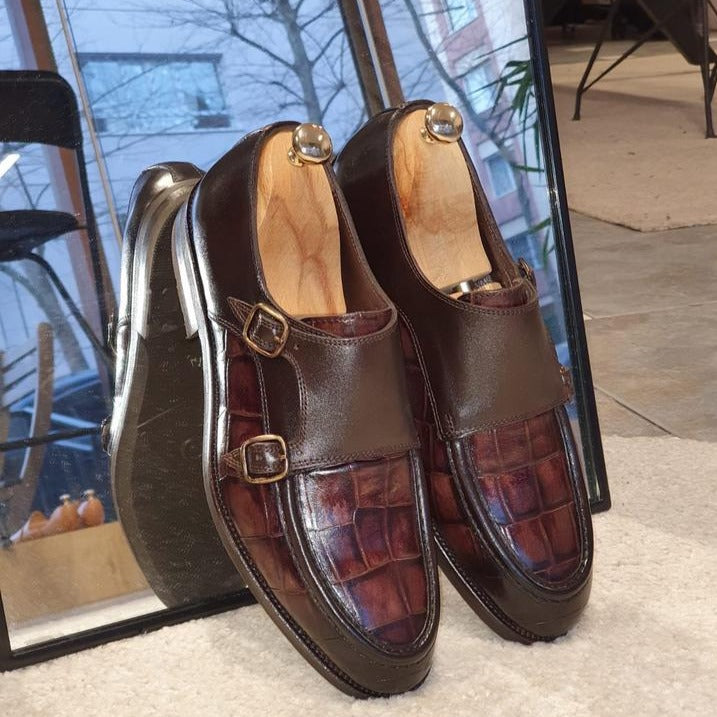 Montreal Brown Monk Strap Loafers Shoes