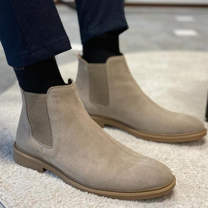 LIGHT BEIGE SPECIAL PRODUCTION_ GENTLEMEN LEATHER CHELSEA BOOTS