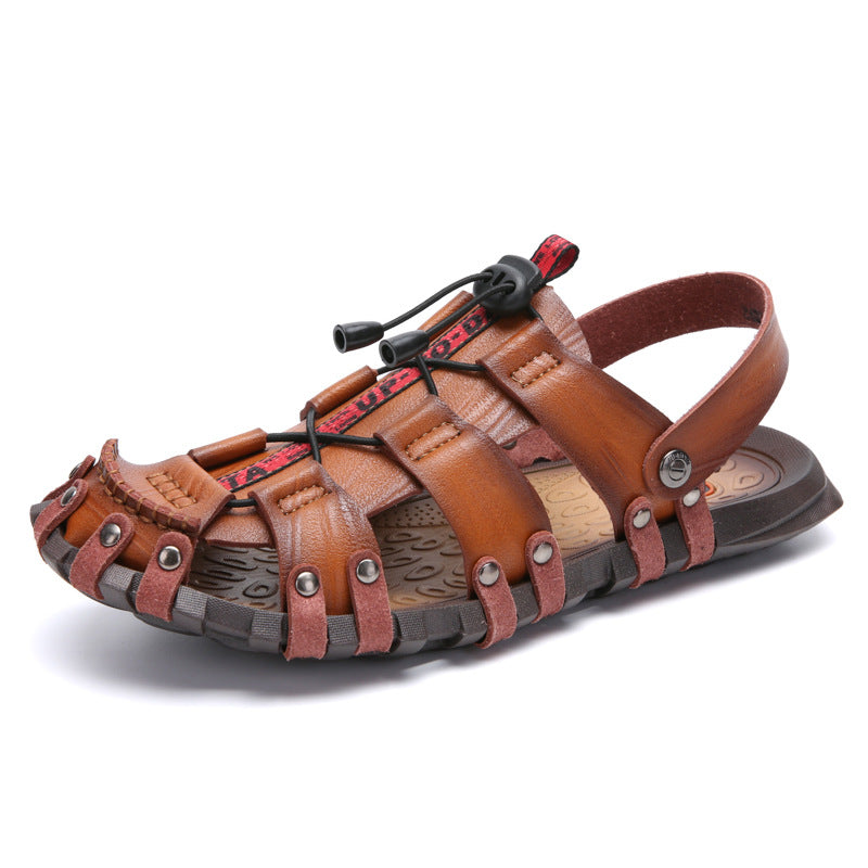 Classic Style Cow Leather Summer Beach Men's Sandals