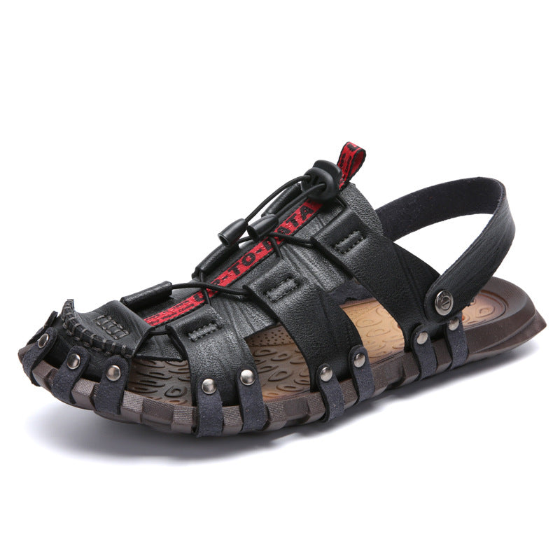 Classic Style Cow Leather Summer Beach Men's Sandals