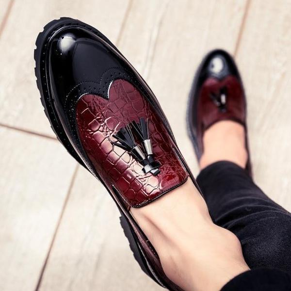 Casual Men's Dress Shoes With Tassel Flat Heel Loafers - Arceey