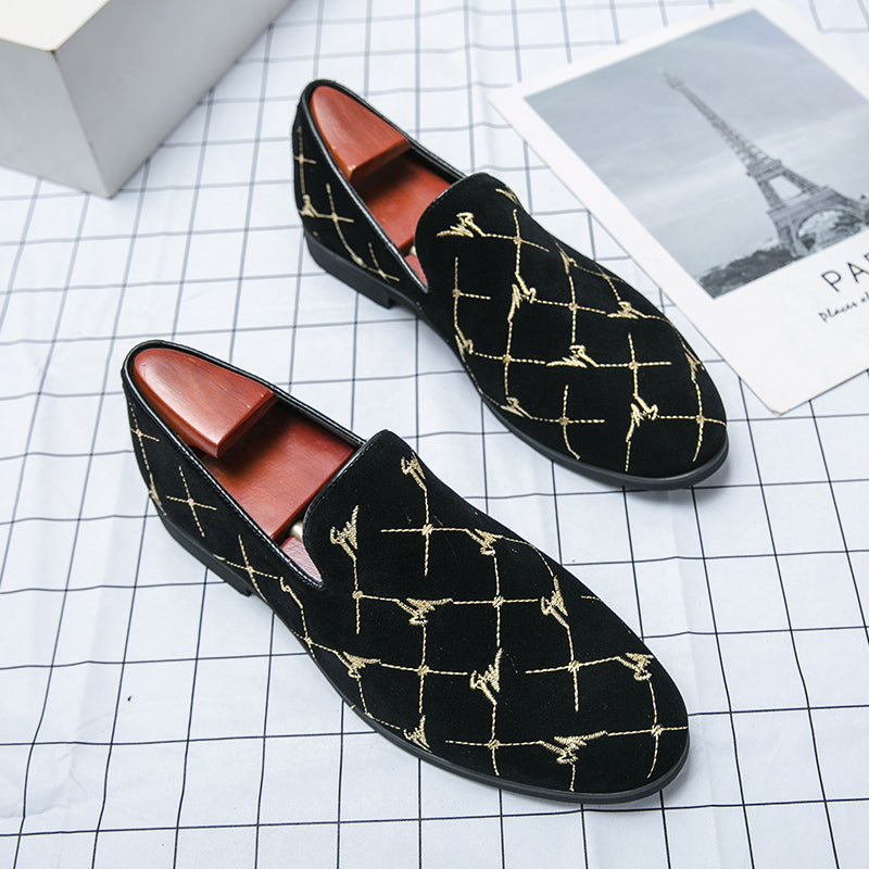 Embroidered loafers men's tod shoes plus size leather shoes